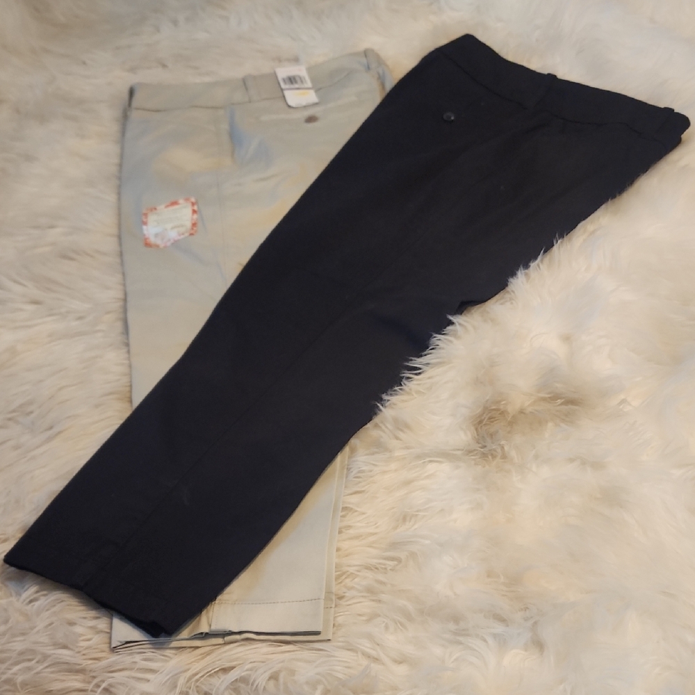 NWT..(2) Dockers Women's Black and Tan Straight Leg Pants